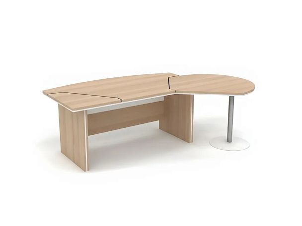 БЕРЛИН / BERLIN Стол руководителя с брифингом правый 2350х1500х760 Акация/Белый - Вид 1