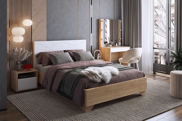 Спальный гарнитур Зара К3 К3Зара.1623 дуб сонома/белый - Вид 2