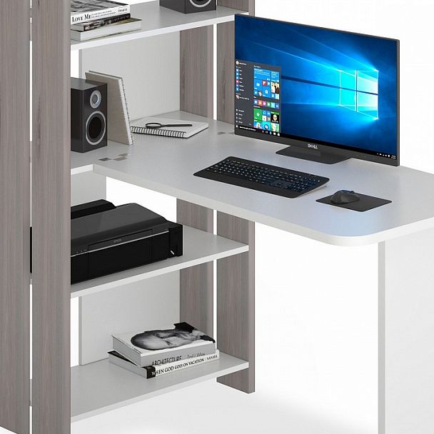 Стол компьютерный Домино Lite СТЛ-ОВ+С100Р Белый/Нельсон - Вид 4