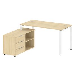 Metal System Р. ст. с тумбой на П-образном м/к БП.РС-СТС-2.3 (L) Акация/Белый металл 1500*1520*750 - Фото предпросмотра