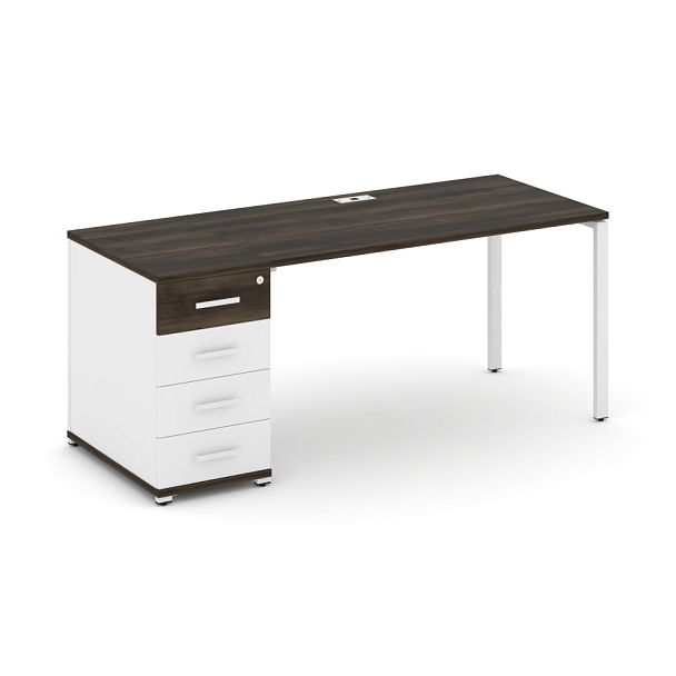 Concept Стол рабочий с 1 опорной тумбой CN.SP-403 W Дуб Мали/Белый Бриллиант/Металл Белый 1800*720*750 - Вид 1