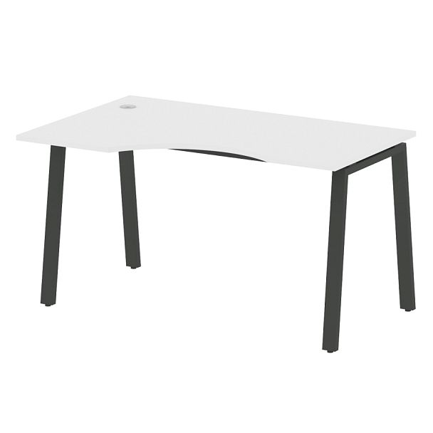 Metal System Стол криволинейный левый на А-образном м/к БА.СА-2 (L) Белый/Антрацит металл 1400*900*750 - Вид 1