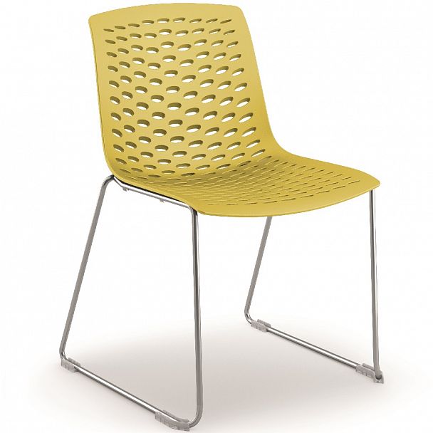 Стул LUX Пруток, каркас Хром, желтый, стопируемый - Вид 1