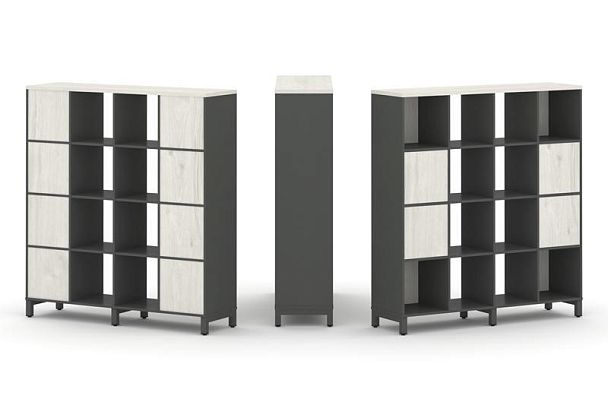 Стайл Проджект Набор стеллажа 1 сторон., 4 яр. SN.NS-441 Антрацит/Дуб Наварра/Металл Антрацит 1488*4 - Вид 1