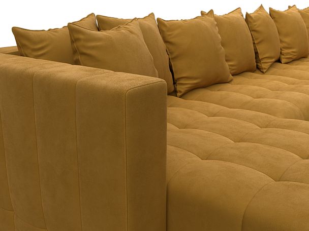 Диван П-образный Лига-052 НПБ МегаЛонг Велюр желтый - Вид 4