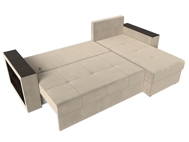 Диван угловой Дубай Лайт угол правый (полностью микровельвет бежевый) - Вид 9