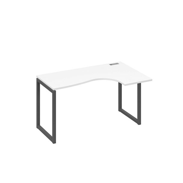 Стол эргономичный правый "Классика" на металлокаркасе QUATTRO A4 А4 Б4 034 БП белый премиум / металлокаркас антрацит - Вид 1
