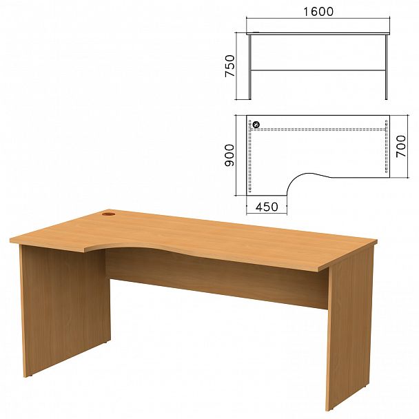 Стол письменный эргономичный "Монолит", 1600х900х750 мм, левый, цвет бук бавария, СМ7.1 - Вид 2