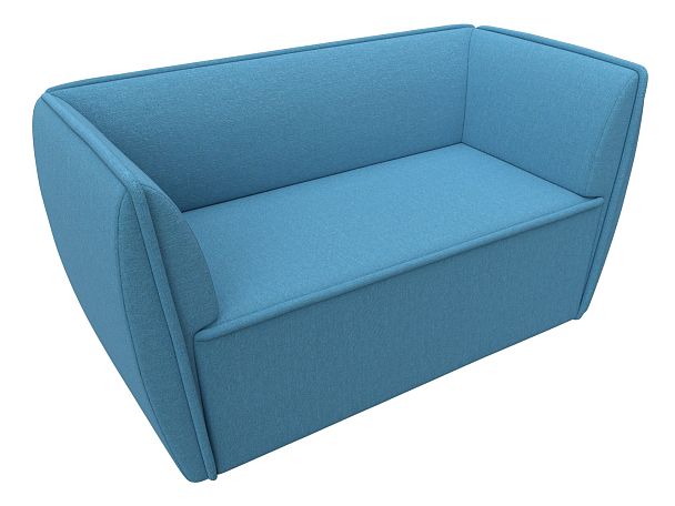 Диван кухонный прямой Бергамо 2-х местный Рогожка голубой - Вид 5