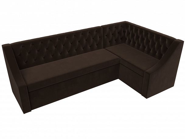 Кухонный угловой диван Мерлин правый (полностью микровельвет коричневый) - Вид 5