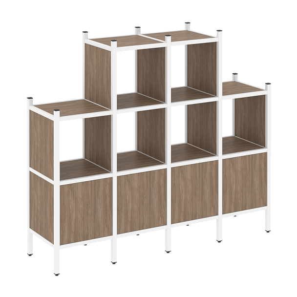 Loft Прямой стеллаж наборный VR.L-16 Дуб аризона/Белый металл 1694*446*1458 - Вид 1