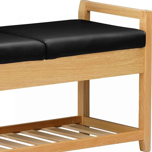 Обувница деревянная Вудсен Натуральный/Черная экокожа - Вид 5