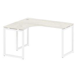 Metal System Quattro Стол криволинейный левый на О-образном м/к 40БО.СА-3 (L) Дуб наварра/Белый металл 1400*1200*750 - Фото предпросмотра