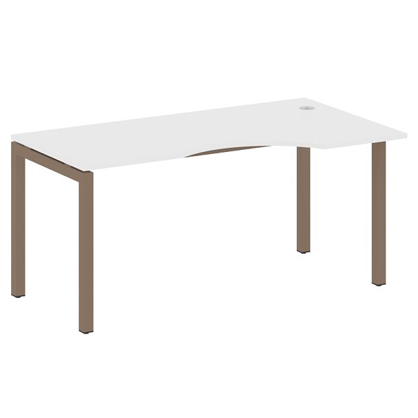 Metal System Quattro Стол криволинейный правый на П-образном м/к 50БП.СА-1 (R) Белый/Мокко металл 1600*900*750 - Вид 1