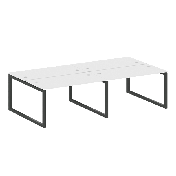 Metal System Quattro Р. ст. на 4 раб. места на О-образном м/к 50БО.СМ-4.3 Белый/Антрацит металл 2800*1475*750 - Вид 1