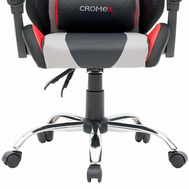 Кресло компьютерное CROMEX "Quantum GM-155 RGB", подсветка, две подушки, экокожа, черное/красное/серое, 532955 - Вид 18