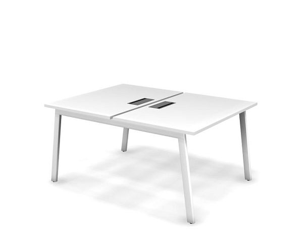 MATRIX 121S203-A Стол прямой двойной, проводник Merida (А-обр. опоры) 1180х1590х775 Белый - Вид 1