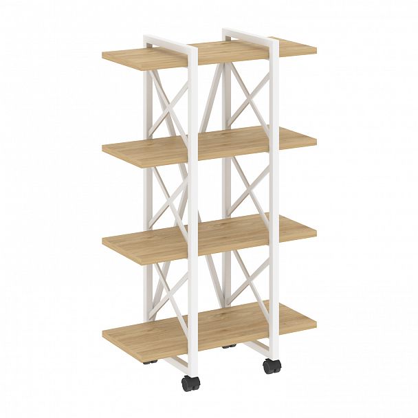 Стеллаж на колесах "Loft" VR.L-MST.K-4.4V тиквуд светлый/белый - Вид 1