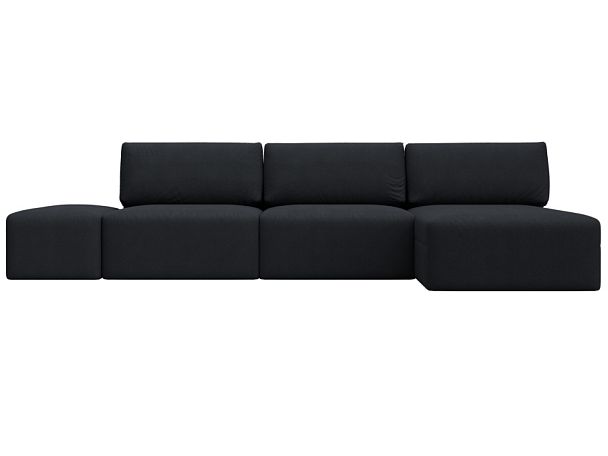 Диван угловой модульный с пуфом Лига-060 НПБ Лонг угол универсальный Искусственная замша серый - Вид 1