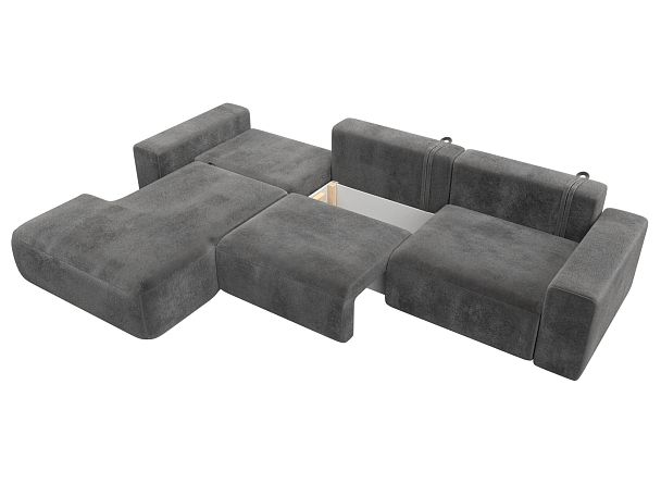 Диван угловой Лига-036 НПБ Классик Лонг левый угол Велюр серый - Вид 8