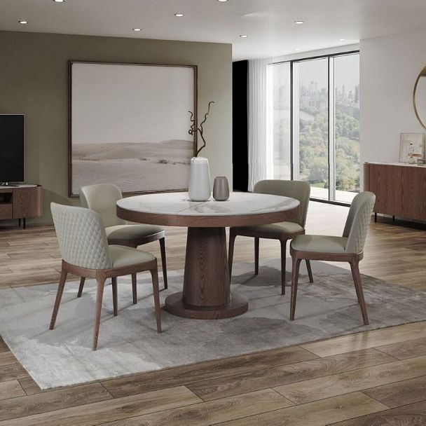 Стол круглый обеденный Bilbo 110, керамика матовая белая - Вид 3