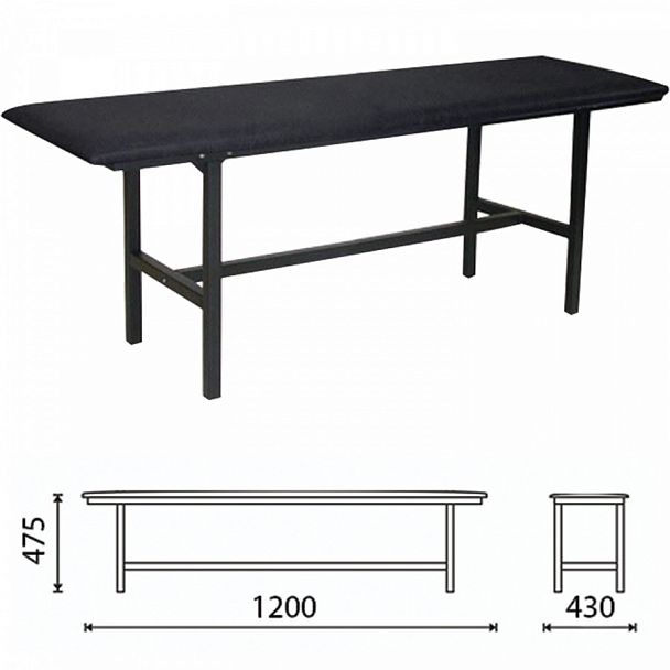 Банкетка без спинки "Берта", 1200х430х475 мм, усиленная, черный каркас, кожзам черный, разборная - Вид 1