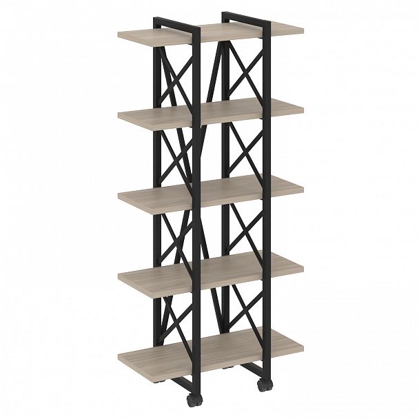 Стеллаж на колесах "Loft" VR.L-MST.K-5.4V дуб аттик/черный - Вид 1