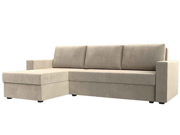 Угловой диван Траумберг Лайт левый (полностью микровельвет бежевый) - Вид 1