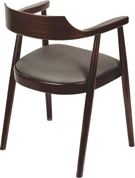 Стул деревянный с подлокотниками Боэн темный орех/коричневая экокожа - Вид 3