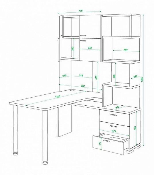Стол компьютерный Латте СР-500М140 Белый левый - Вид 3