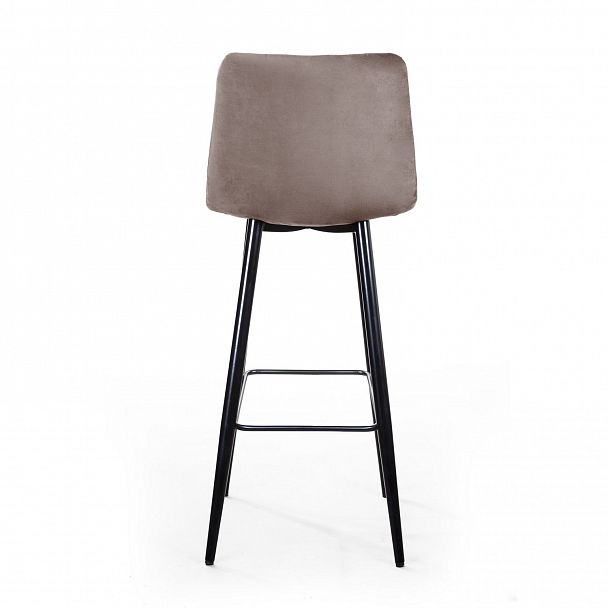 Стул барный UNO, бархат пепельно-бежевый 25 / чёрный конус - Вид 6