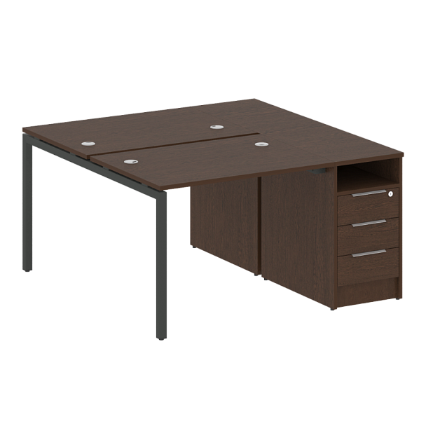 Metal System Quattro Р. ст. с тумбой на П-образном м/к 40БП.РС-СТП-2.1 Венге/Антрацит металл 1412*1475*750 - Вид 1