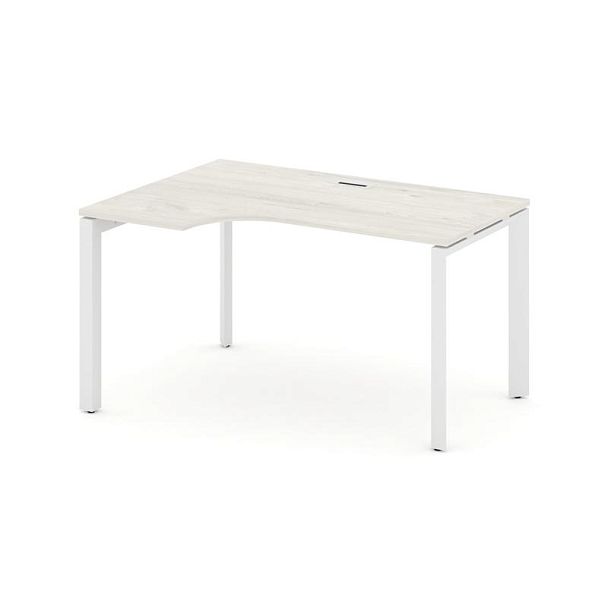 Style Project Next Стол рабочий эргономичный SN-59P.SPA-001(L) Дуб Наварра/Металл Белый/Белый Заглушка 1380*600/980*750 - Вид 1
