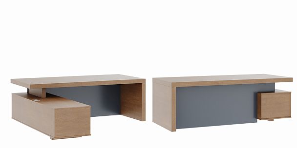 Стол письменный с тумбой большой Concept 220x204x76 дуб капучино - Вид 1