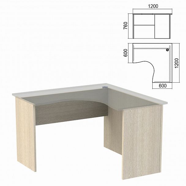 Стол компактный ЧАСТЬ 2 "Арго", 1200х1200х760 мм, правый, ясень шимо - Вид 2