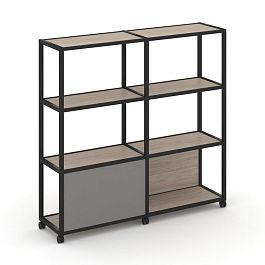Shelf Mobile Стеллаж 4 уровня 2 секции VR.LT-STK-413.08 Дуб Аттик/Металл Черный/W-11 1570*400*1523 - Фото предпросмотра