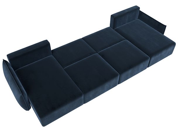 Диван П-образный Лига-051 НПБ Лонг Велюр синий - Вид 9
