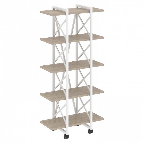 Стеллаж на колесах "Loft" VR.L-MST.K-5.4V дуб аттик/белый - Вид 1