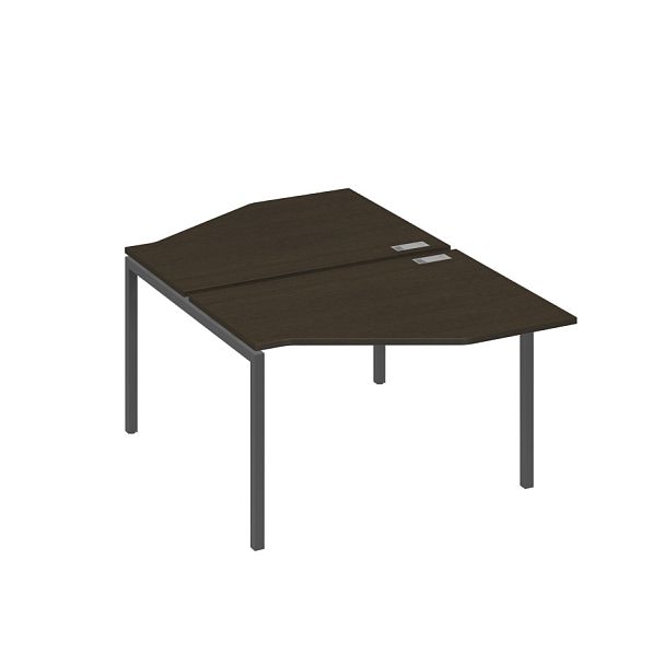 Рабочая станция каркас DUE (2х120) с эргономичными столами Техно A4 А4 Б2 186 БП венге / металлокаркас антрацит - Вид 1
