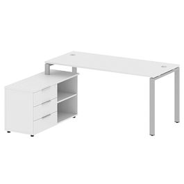 Metal System Р. ст. с тумбой на П-образном м/к БП.РС-СТС-2.4 (L) Белый/Серый металл 1700*1520*750 - Фото предпросмотра