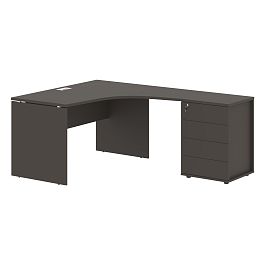 Стол эргономичный с тумбой EDCET 1318(R) Мокко/Белый 1360х1880х750 EDIS - Фото предпросмотра