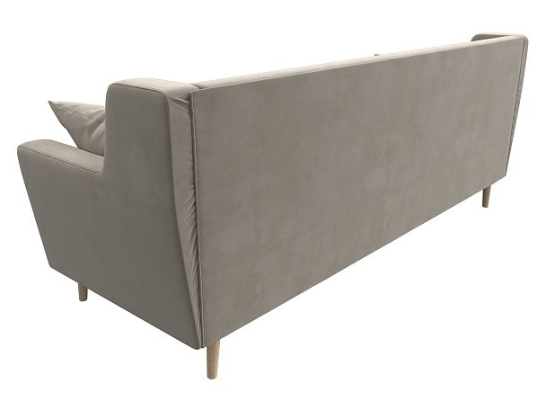 Прямой диван Брайтон 3 (полностью микровельвет бежевый) - Вид 6