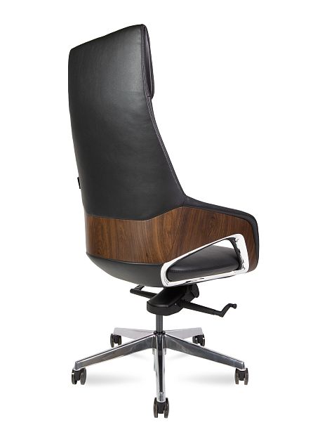 Кресло Шопен / черная кожа / алюминий крестовина - Вид 4