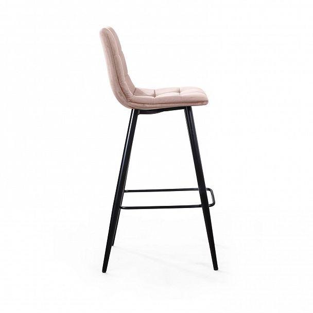 Стул барный UNO, бархат бежевый 5/ чёрный конус - Вид 4