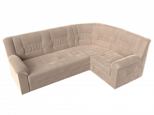 Угловой диван Карелия правый (полностью велюр бежевый) - Вид 5