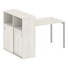 Metal System Quattro Стол письменный с шкафом-купе на П-образном м/к 40БП.РС-СШК-3.2 Т Дуб наварра/Серый металл 1610*1120*1098 - Фото предпросмотра