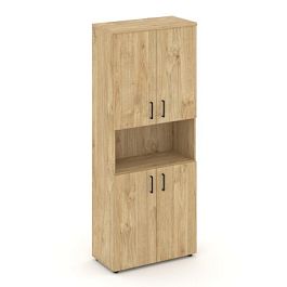 Стайл Проджект Шкаф высокий широкий SN.STS.E-107 Тиквуд Светлый/Черный Ручки 796*400*1982 - Фото предпросмотра