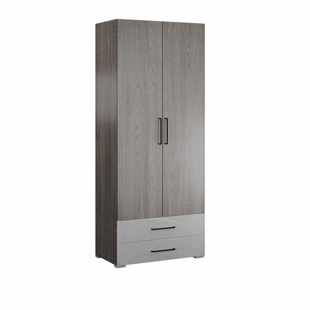 Спальня Теана шкаф 2-хств. ясень анкор темный/МДФ мрамор лайт - Вид 1