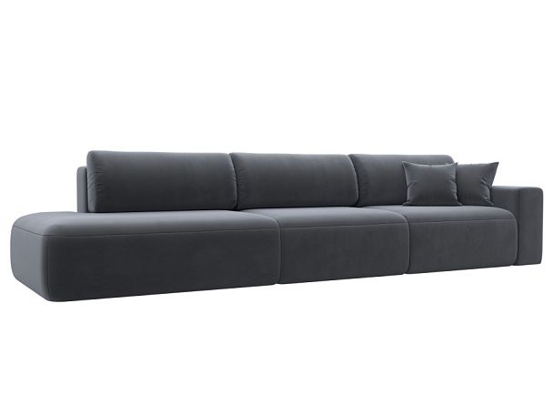 Диван прямой Лига-036 Модерн Лонг подлокотник справа Велюр серый - Вид 1