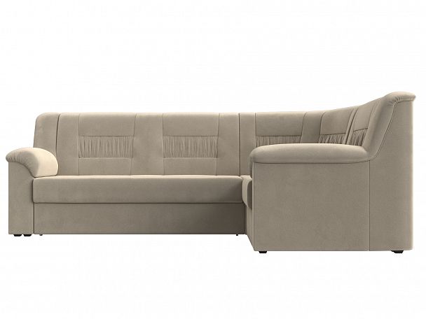 Угловой диван Карелия правый (полностью микровельвет бежевый) - Вид 2